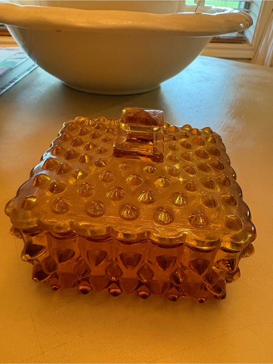 Other - Amber Hobnail Glass Covered Trinket Box